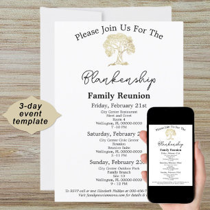 Gold Tree Artwork Family Reunion 3 Day Invitation