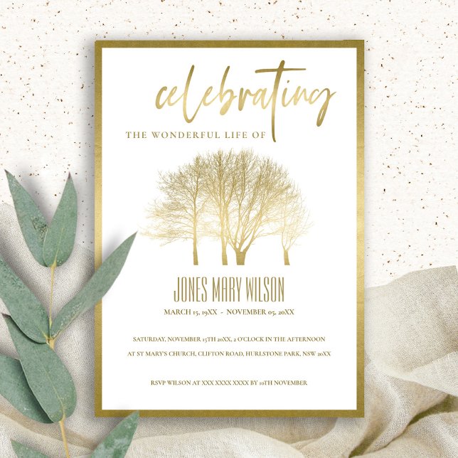 GOLD TREE CELEBRATING LIFE MEMORIAL SERVICE INVITE (Creator Uploaded)