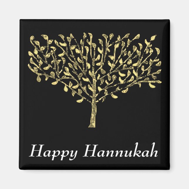 Gold Tree Chanukah Magnet (Front)