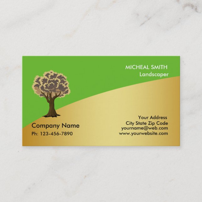 Gold Tree Garden Lawn Care and Landscape Business Card (Front)