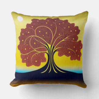 Gold Tree in the Wind Cushion