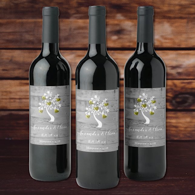 Gold Tree of Hearts Wedding Wine Label (Creator Uploaded)