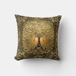 Gold Tree of Life Ancient Rustic Cushion