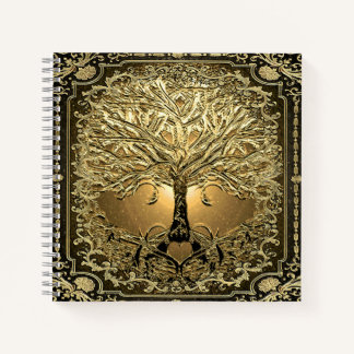 Gold Tree of Life Ancient Rustic  Notebook