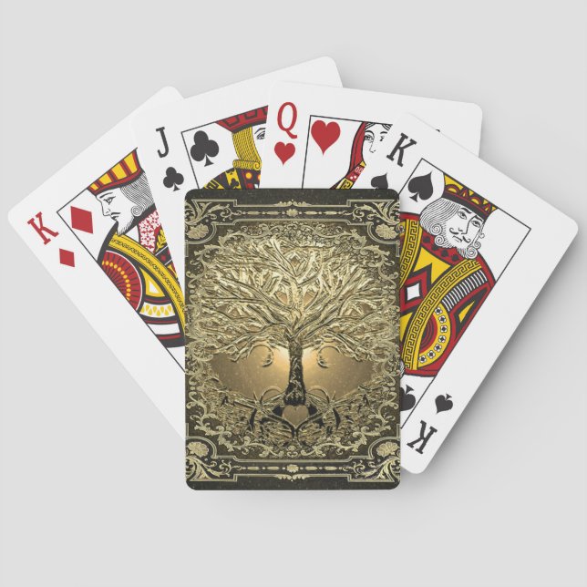 Gold Tree of Life Ancient Rustic Playing Cards (Back)