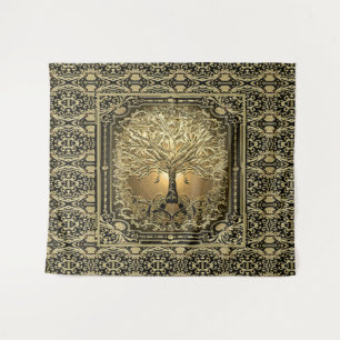 Gold Tree of Life Ancient Rustic Tapestry