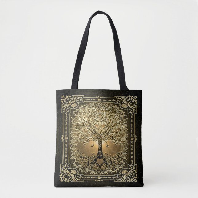 Gold Tree of Life Ancient Rustic Tote Bag (Front)