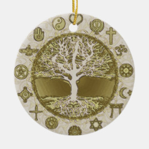 Gold Tree of Life Ceramic Ornament