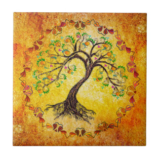 Gold Tree of Life Ceramic Tile