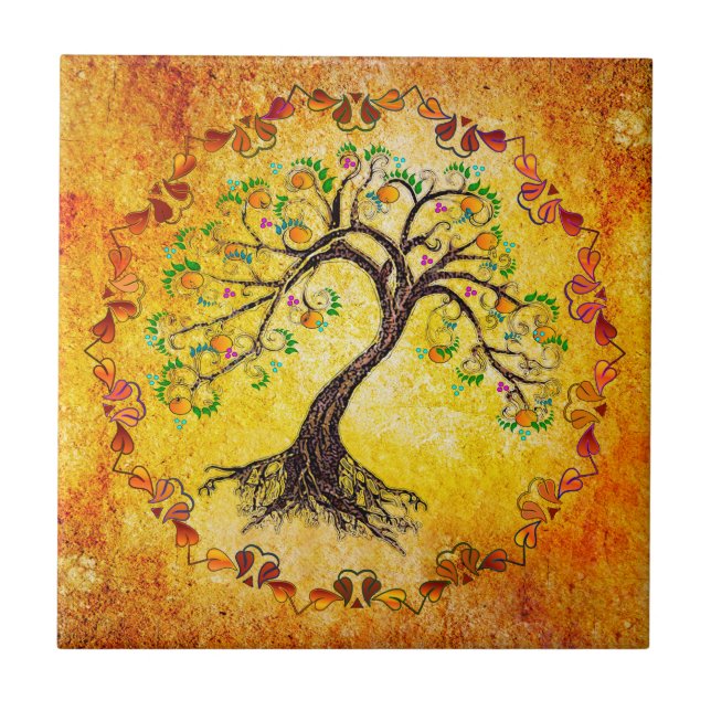 Gold Tree of Life Ceramic Tile (Front)