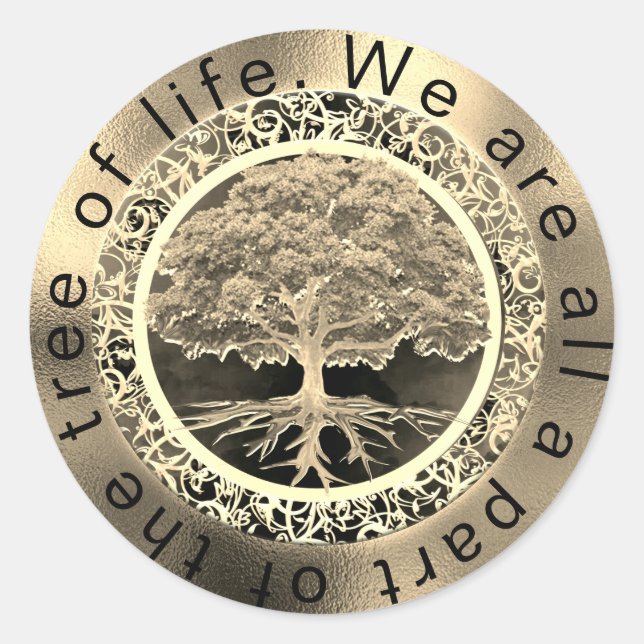 Gold Tree of Life Classic Round Sticker (Front)