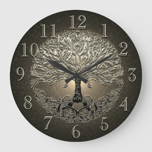 Gold Tree of Life Heart Large Clock (Front)