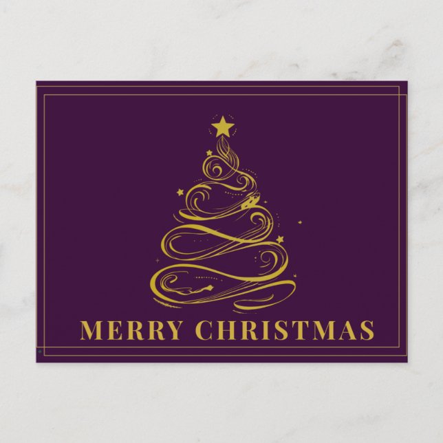 Gold Tree Purple Christmas Postcard (Front)