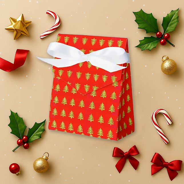 Gold Tree Red Christmas Favour Box for Treats (Creator Uploaded)