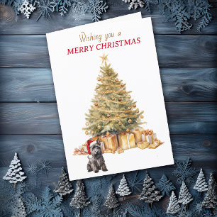 Gold Tree Scottish Terrier Dog Christmas Card