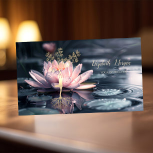 Gold Tree Silhouette Lotus Zen Business Card
