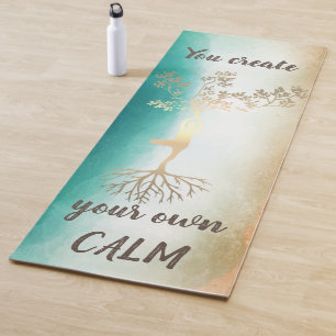 Gold Tree Silhouette,Ombre Yoga Mat
