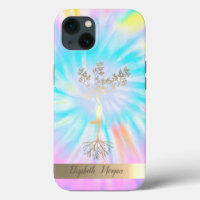 Gold Tree Silhouette,Yoga Instructor Tie Dye 