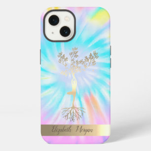 Gold Tree Silhouette,Yoga Instructor Tie Dye iPhone 13 Case