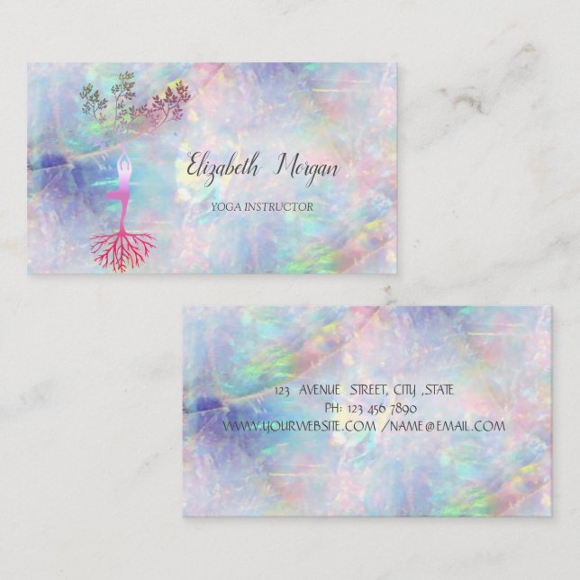 Gold Tree Silhouette, Yoga,Opal Business Card (Front/Back)