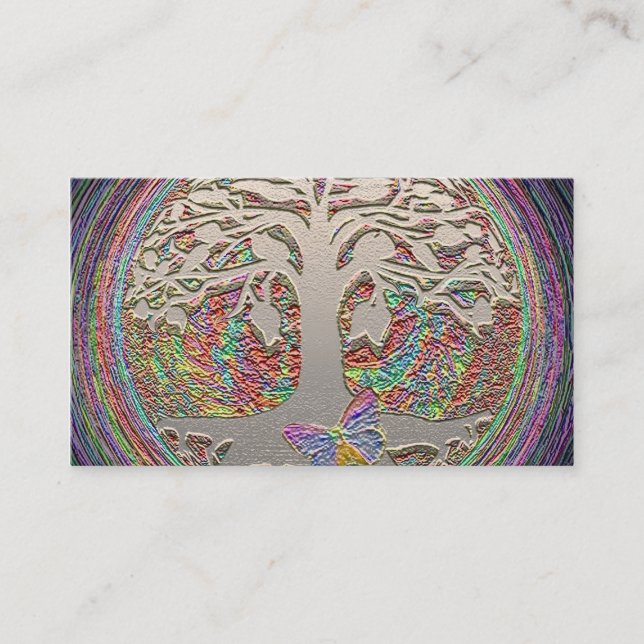 Gold Tree with Butterly Business Card (Front)