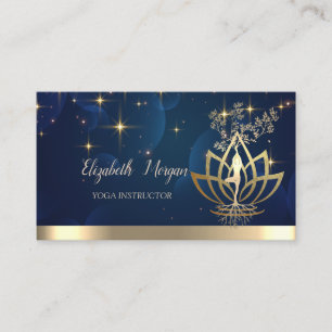 Gold Tree Women Silhouette,Lotus,Yoga Instructor Business Card