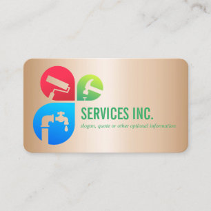 Gold Trendy Repairing services logo professional Business Card