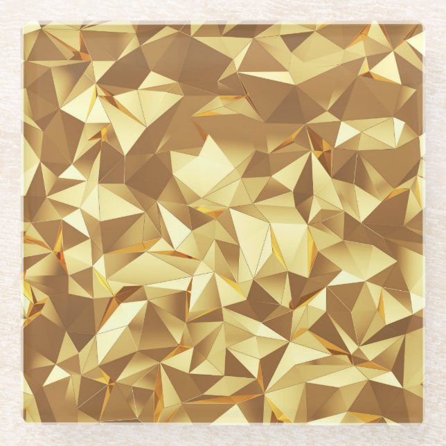 Gold Triangle: Abstract Background Texture. Glass Coaster (Front)