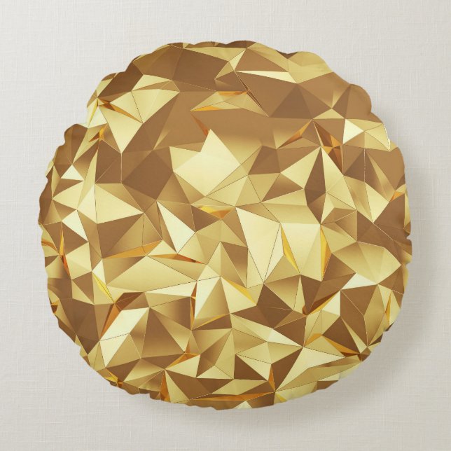 Gold Triangle: Abstract Background Texture. Round Cushion (Front)