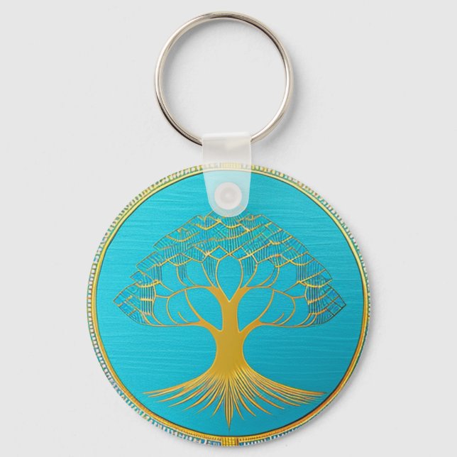 Gold Triangle Tree of Life Keychain (Front)