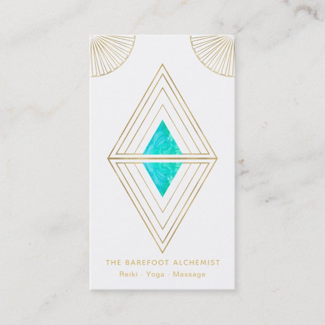 *~*  Gold Triangles Alchemy Sacred Geometry White Business Card (Front)