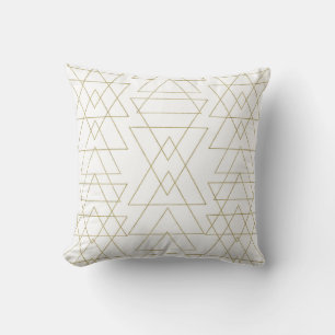 Gold Triangles Chic White Modern Glamour Cushion
