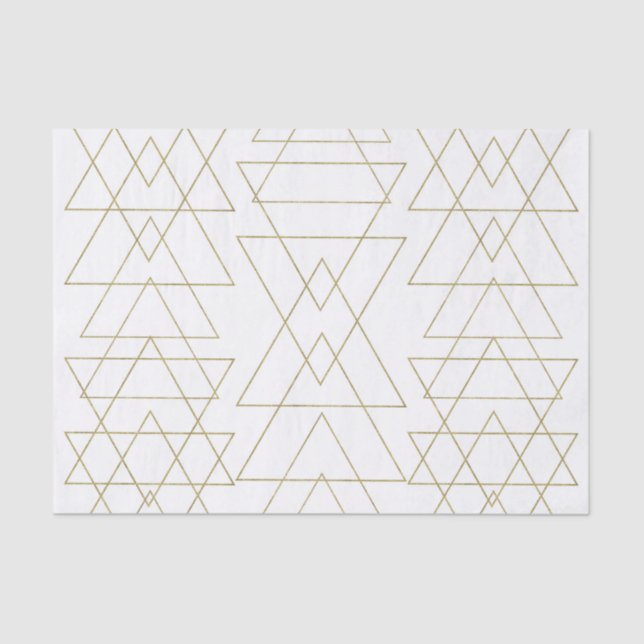 Gold Triangles Chic White Modern Glamour Tissue Paper (Front)