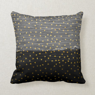 Gold Triangles on Black and Grey Cushion