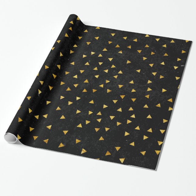 Gold Triangles Pattern Wrapping Paper (Unrolled)