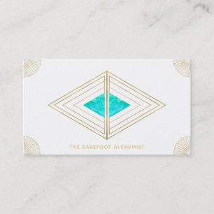 *~*   Gold Triangles Sacred Geometry Alchemy White Business Card