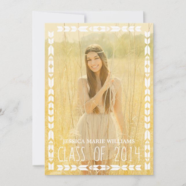 Gold Tribal Aztec Graduation Invitations (Front)