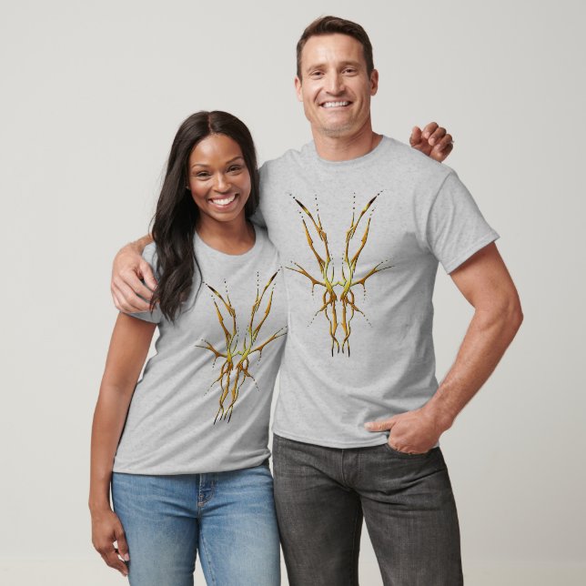 Gold Tribal Deer Skull Hunting Design T-Shirt (Unisex)