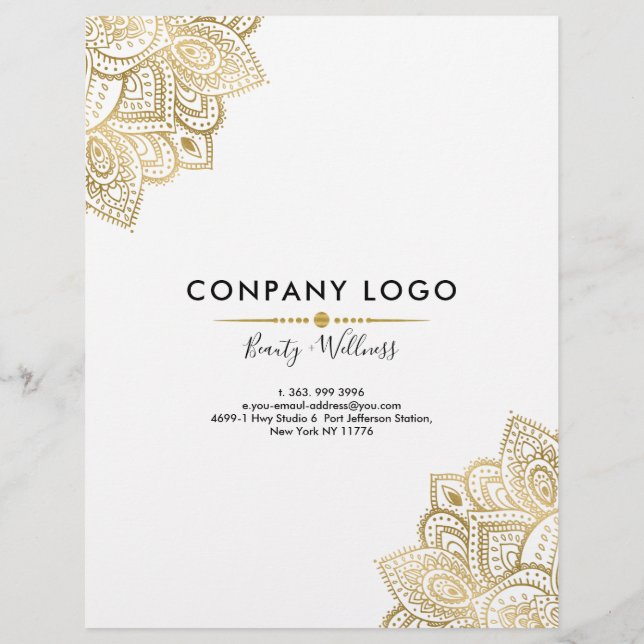 Gold Tribal Ornate Paisley Mandala Flyer (Back)