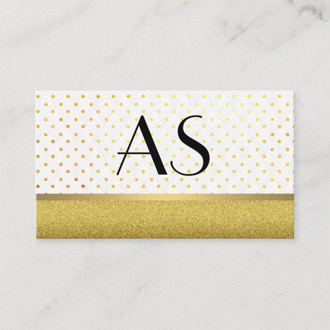 Gold Trim and Polka Dots Business Card (Front)