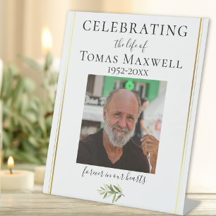 Gold Trim Celebration of Life Welcome Pedestal Sign