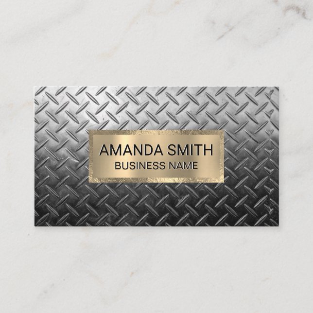 Gold Trim | Steel Plated Business Card (Front)
