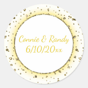 Gold Trim Wedding Monogram Sticker