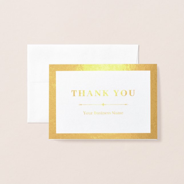 Gold Trimmed Business Thank You Foil Card (Front With Envelope)