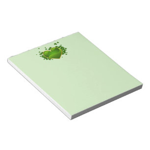Gold-Trimmed Green Heart with Shamrocks Notepad