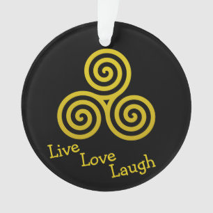Gold Triple spiral live love laugh Ornament