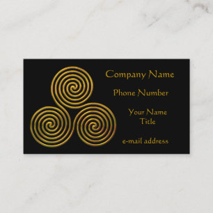 Gold Triskele on Black Business Card
