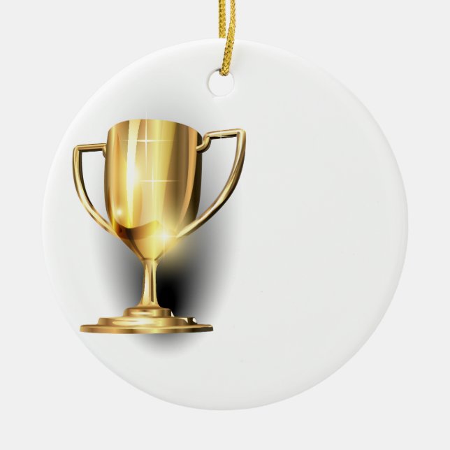 Gold Trophy Ceramic Ornament (Front)