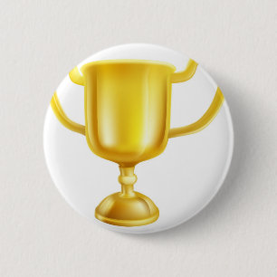 Gold Trophy Illustration 6 Cm Round Badge