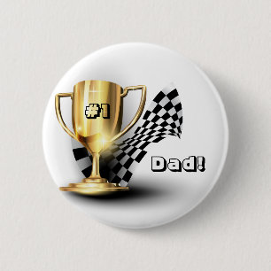 Gold Trophy NUmber One Dad Father's Day 6 Cm Round Badge